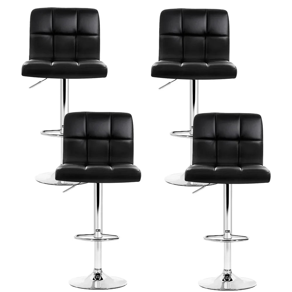 Artiss 4x Bar Stools Leather Gas Lift Black - Mekamart Australia