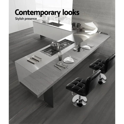 Artiss 4x Bar Stools Leather Gas Lift Black - Mekamart Australia