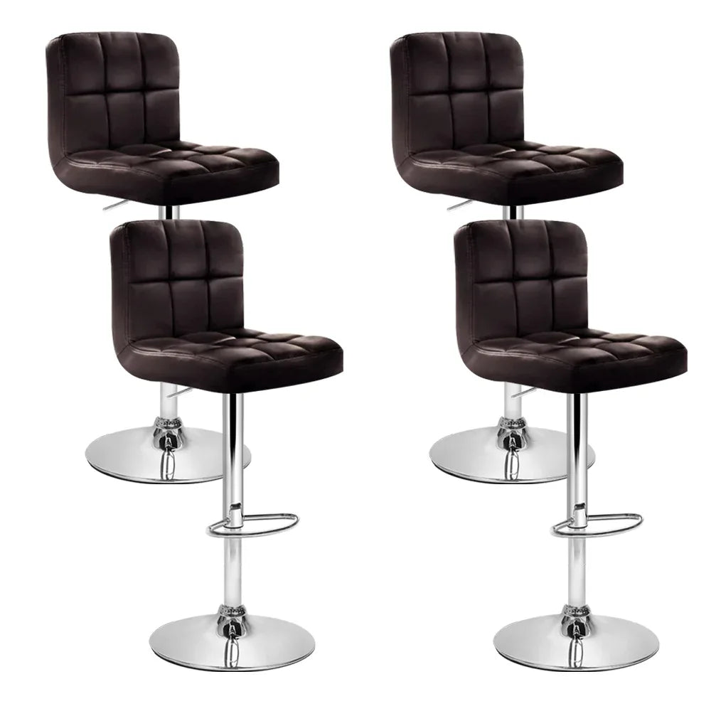 Artiss 4x Bar Stools Leather Gas Lift Brown - Mekamart Australia