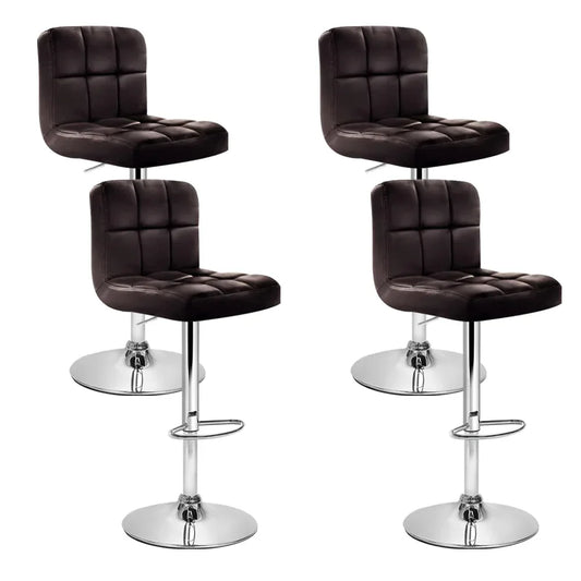 Artiss 4x Bar Stools Leather Gas Lift Brown - Mekamart Australia
