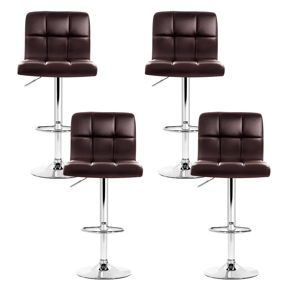 Artiss 4x Bar Stools Leather Gas Lift Brown - Mekamart Australia