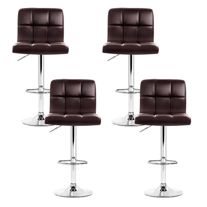 Artiss 4x Bar Stools Leather Gas Lift Brown - Mekamart Australia
