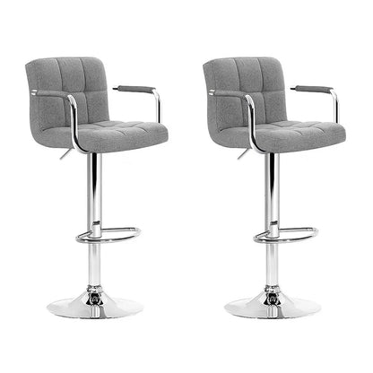 Artiss 2x Bar Stools Fabric Gas Lift w/Armrest Grey - Mekamart Australia