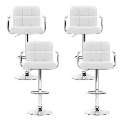 Artiss 4x Bar Stools Leather Gas Lift w/Armrest White - Mekamart Australia
