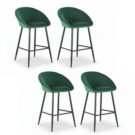 Artiss 4x Bar Stools Kitchen Dining Chair Counter Stool Tub Velvet Metal Green