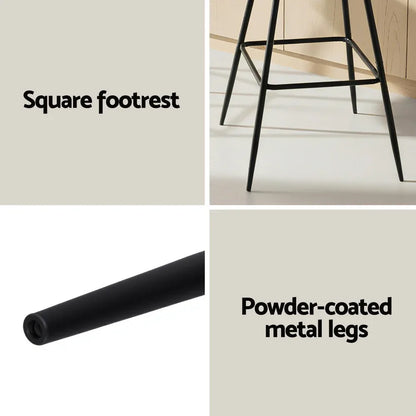 Artiss 4x Bar Stools Kitchen Dining Chair Counter Stool Woven Velvet Metal Ivory