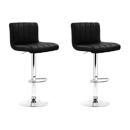 Artiss 2x Bar Stools Gas Lift Leather Chairs Black - Mekamart Australia