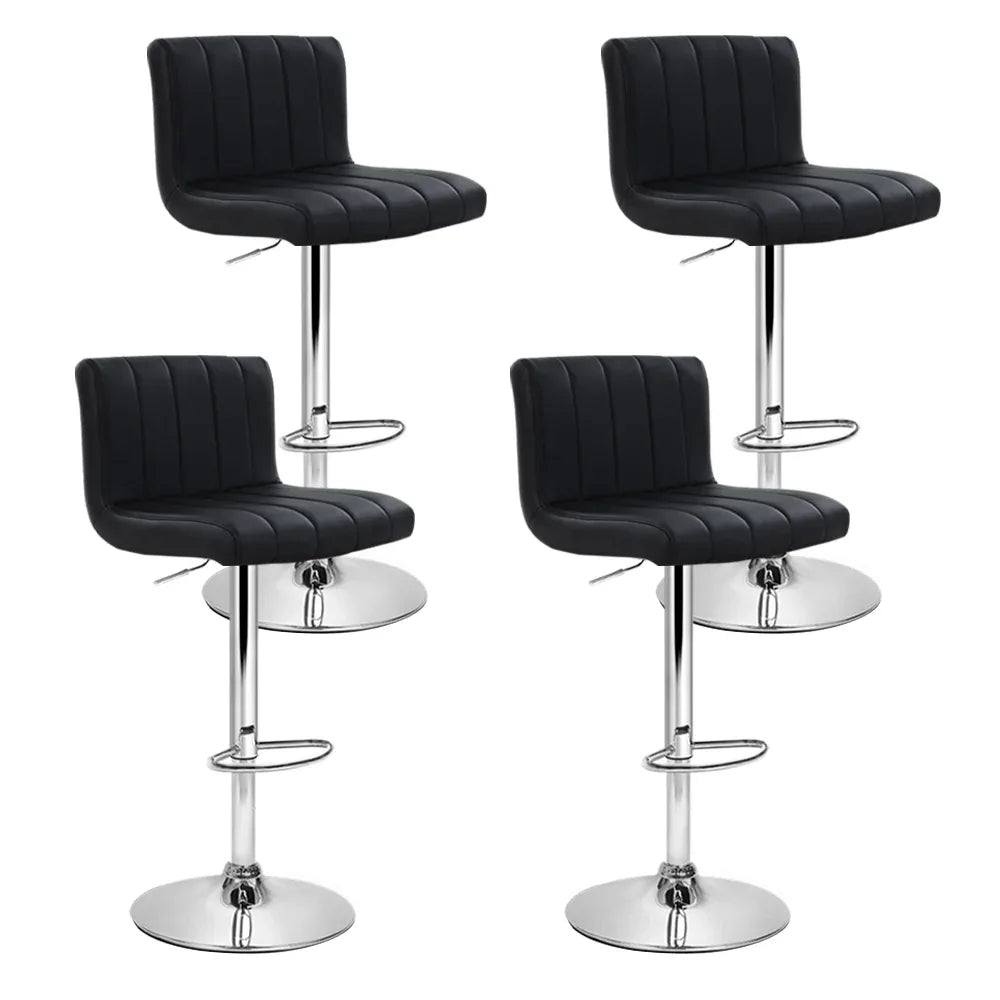 Artiss 4x Bar Stools Gas Lift Leather Black - Mekamart Australia