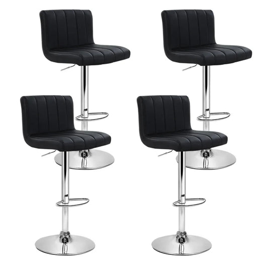 Artiss 4x Bar Stools Gas Lift Leather Black - Mekamart Australia