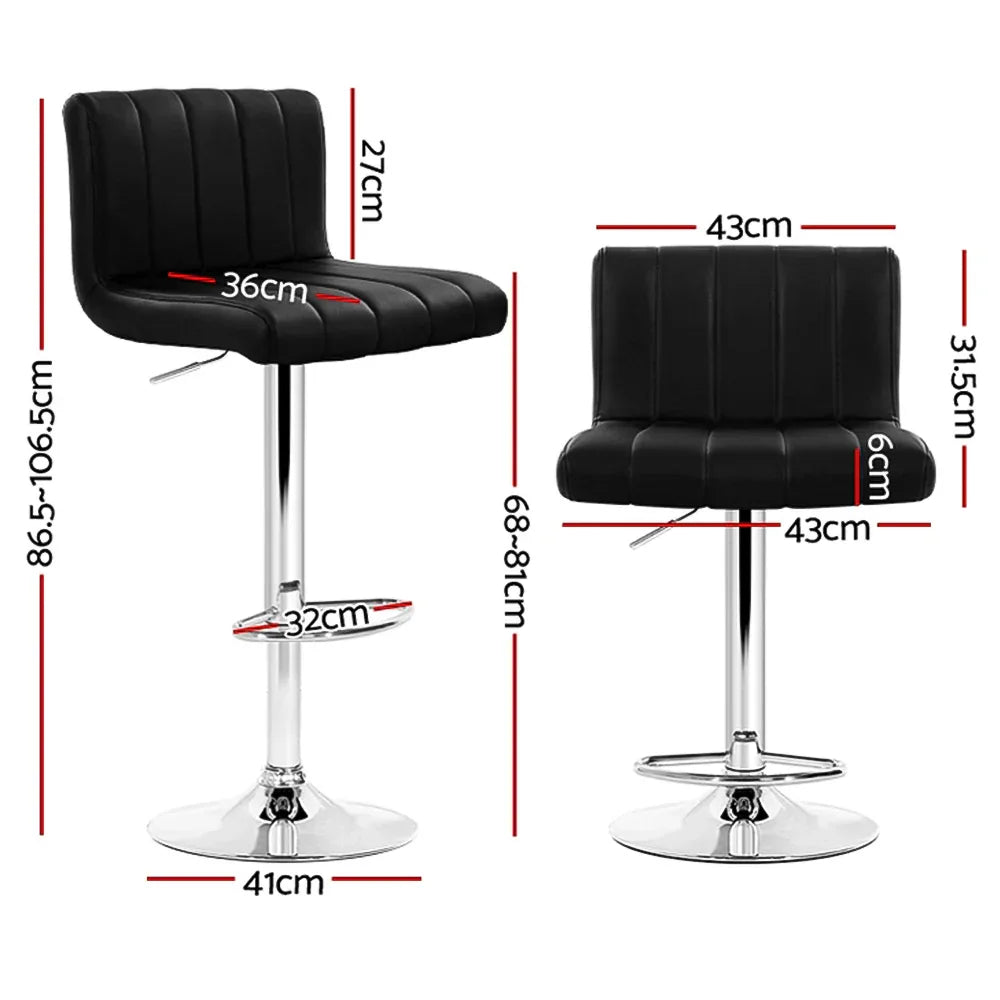 Artiss 4x Bar Stools Gas Lift Leather Black - Mekamart Australia