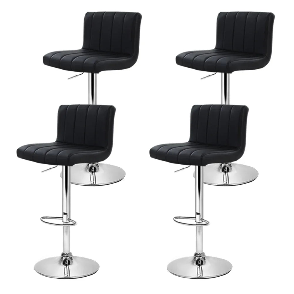 Artiss 4x Bar Stools Gas Lift Leather Black - Mekamart Australia