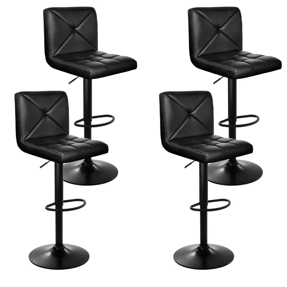 Artiss 4x Bar Stools Gas Lift Leather Chair Black - Mekamart Australia