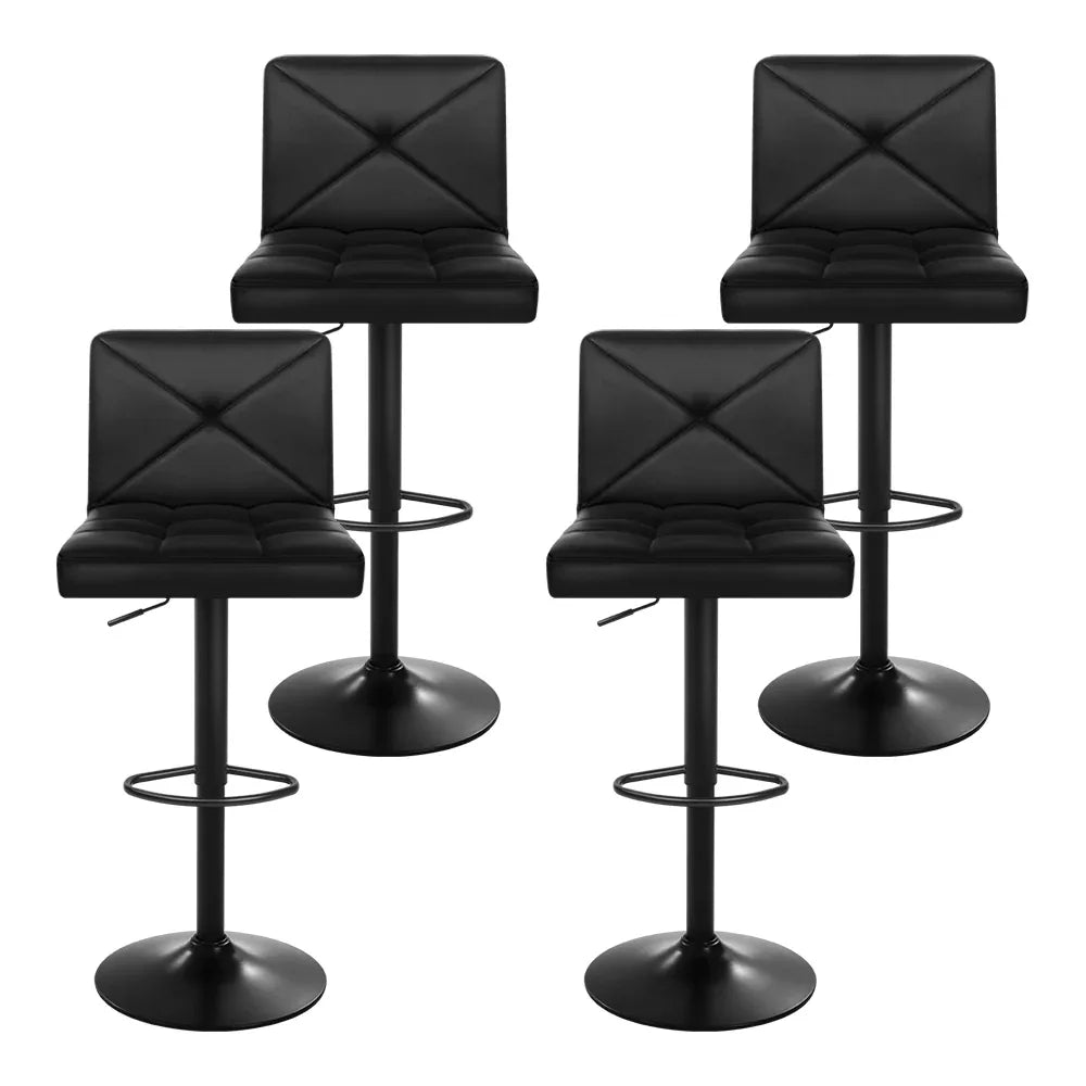 Artiss 4x Bar Stools Gas Lift Leather Chair Black - Mekamart Australia