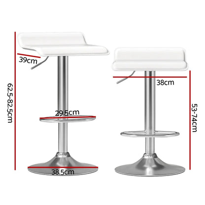 Artiss 2x Bar Stools Faux Leather Chair White - Mekamart Australia