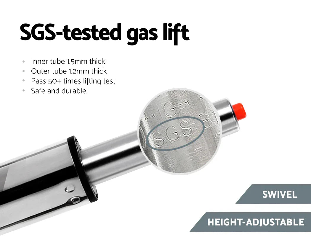 Artiss 2x Bar Stools Leather Padded Gas Lift Stool Black - Mekamart Australia