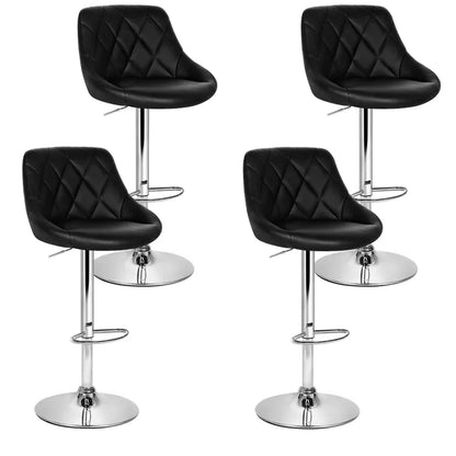 Artiss 4x Bar Stools Leather Padded Gas Lift Black - Mekamart Australia
