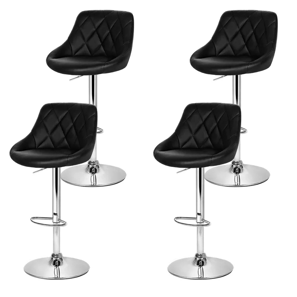 Artiss 4x Bar Stools Leather Padded Gas Lift Black - Mekamart Australia