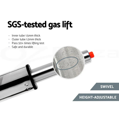 Artiss 2x Bar Stools Leather Padded Gas Lift Grey - Mekamart Australia