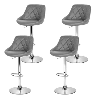 Artiss 4x Bar Stools Leather Padded Gas Lift Grey - Mekamart Australia