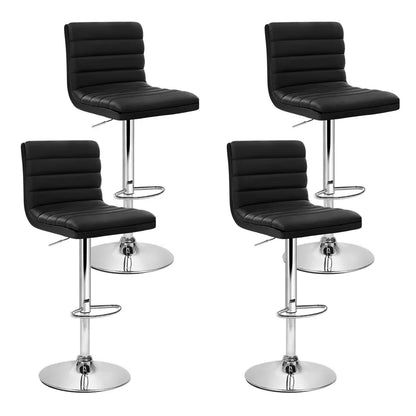 Artiss 4x Bar Stools Padded Leather Gas Lift Black - Mekamart Australia