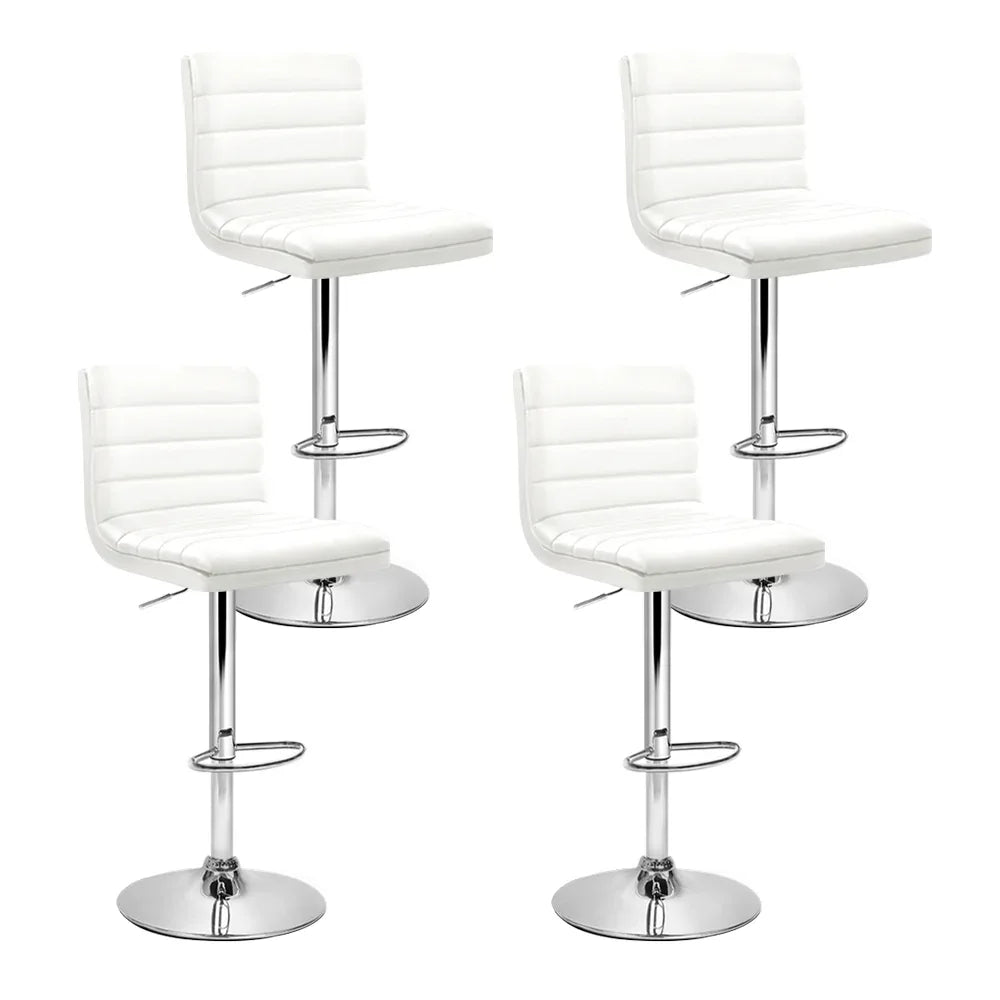 Artiss 4x Bar Stools Padded Leather Gas Lift White - Mekamart Australia