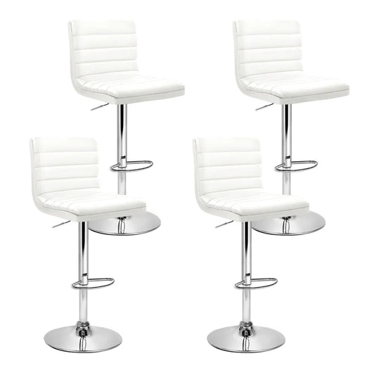 Artiss 4x Bar Stools Padded Leather Gas Lift White - Mekamart Australia