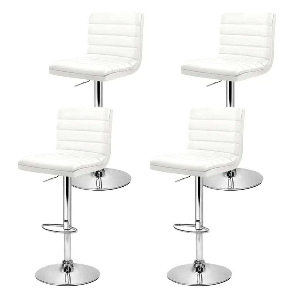 Artiss 4x Bar Stools Padded Leather Gas Lift White - Mekamart Australia