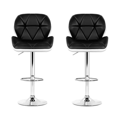 Artiss 2x Bar Stools Gas Lift Padded Leather Black & White - Mekamart Australia