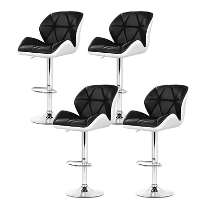 Artiss 4x Bar Stools Gas Lift Padded Leather Black & White - Mekamart Australia