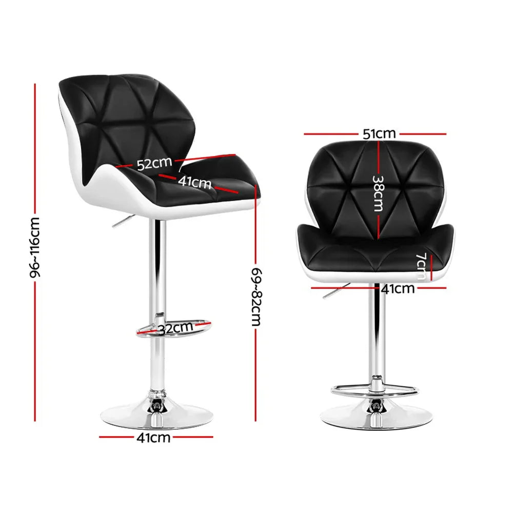 Artiss 4x Bar Stools Gas Lift Padded Leather Black & White - Mekamart Australia