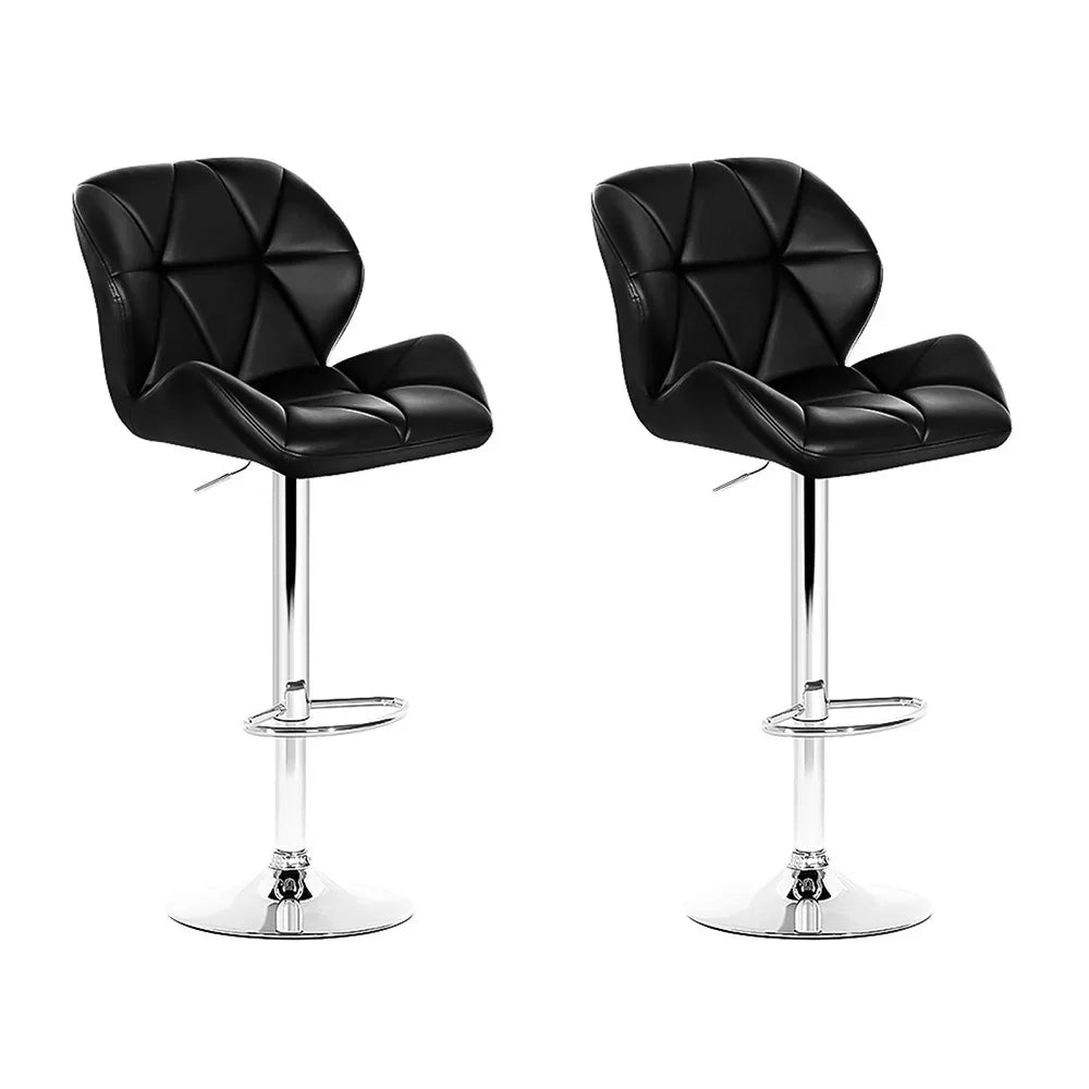 Artiss 2x Bar Stools Gas Lift Padded Leather Black - Mekamart Australia