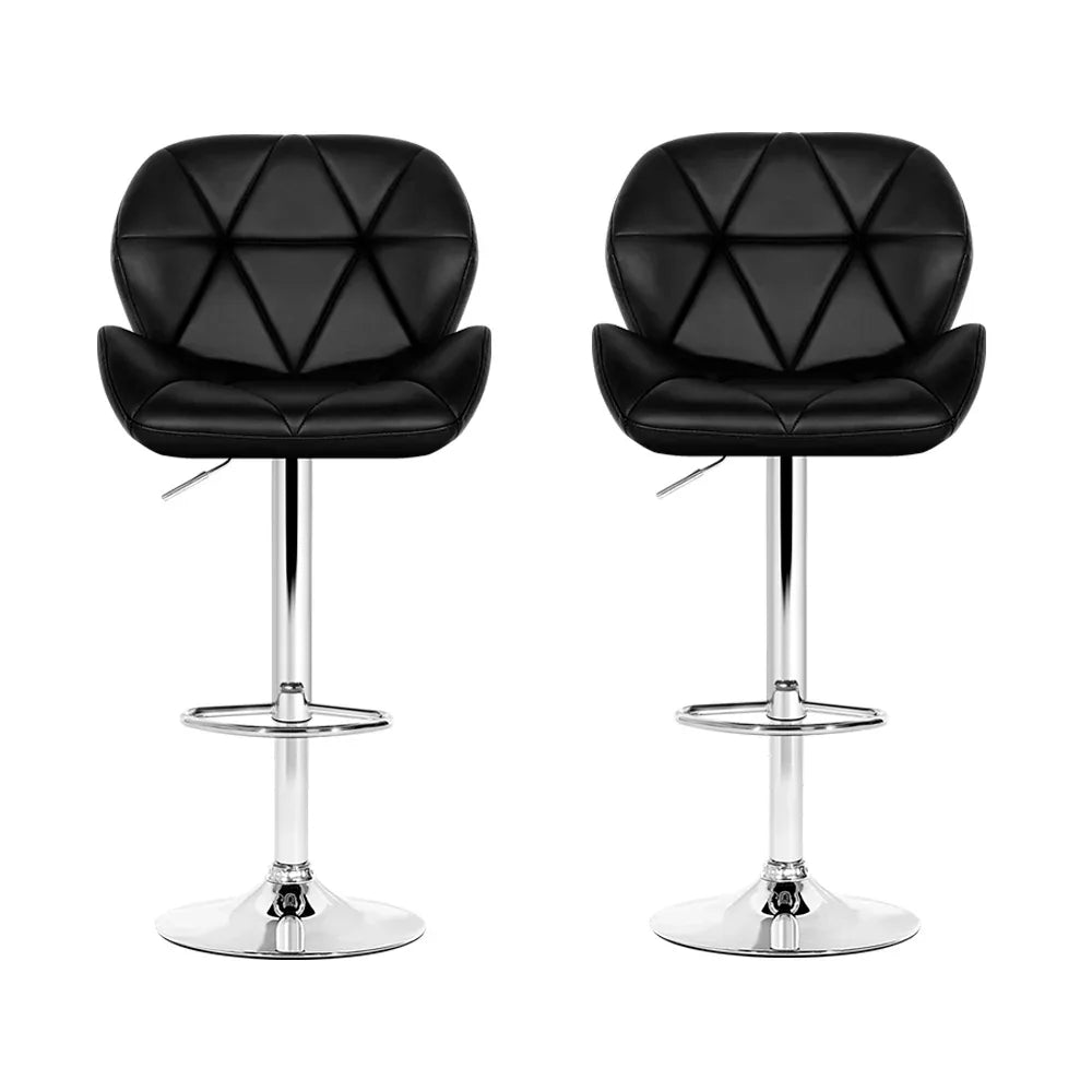 Artiss 2x Bar Stools Gas Lift Padded Leather Black - Mekamart Australia