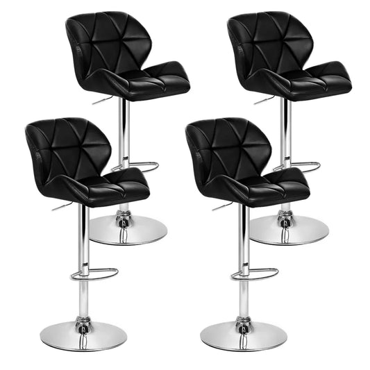 Artiss 4x Bar Stools Gas Lift Padded Leather Black - Mekamart Australia