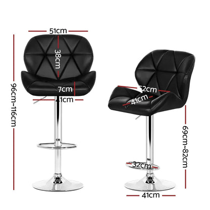 Artiss 4x Bar Stools Gas Lift Padded Leather Black - Mekamart Australia