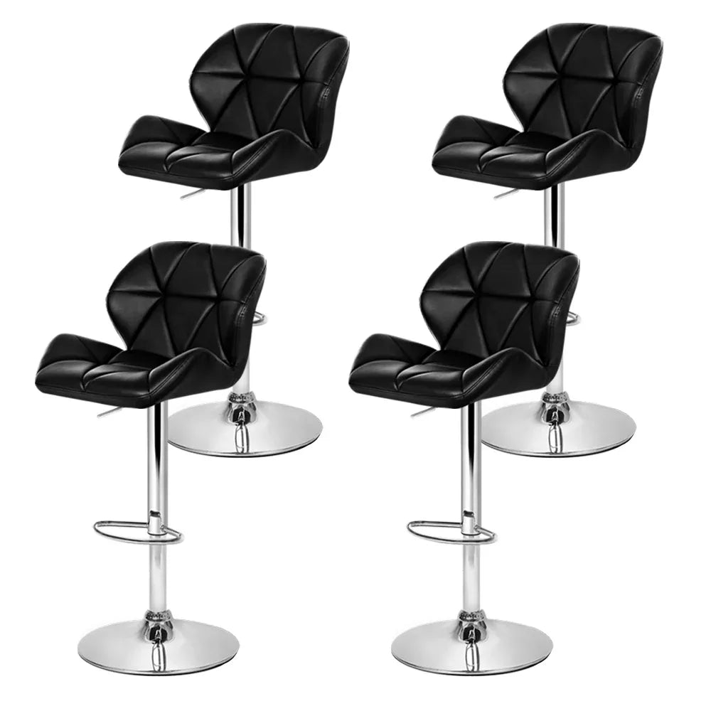 Artiss 4x Bar Stools Gas Lift Padded Leather Black - Mekamart Australia