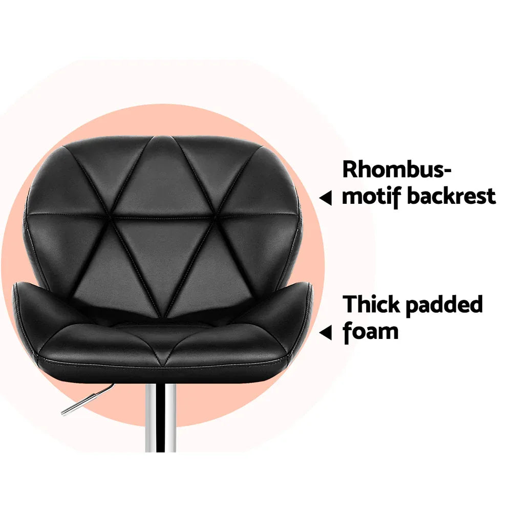 Artiss 4x Bar Stools Gas Lift Padded Leather Black - Mekamart Australia