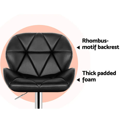 Artiss 4x Bar Stools Gas Lift Padded Leather Black - Mekamart Australia