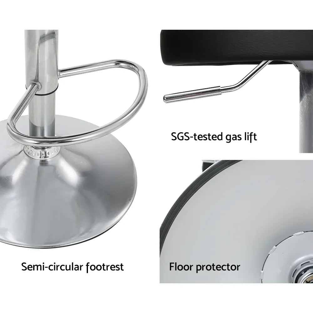 Artiss 2x Bar Stools PU Leather Gas Lift Black - Mekamart Australia