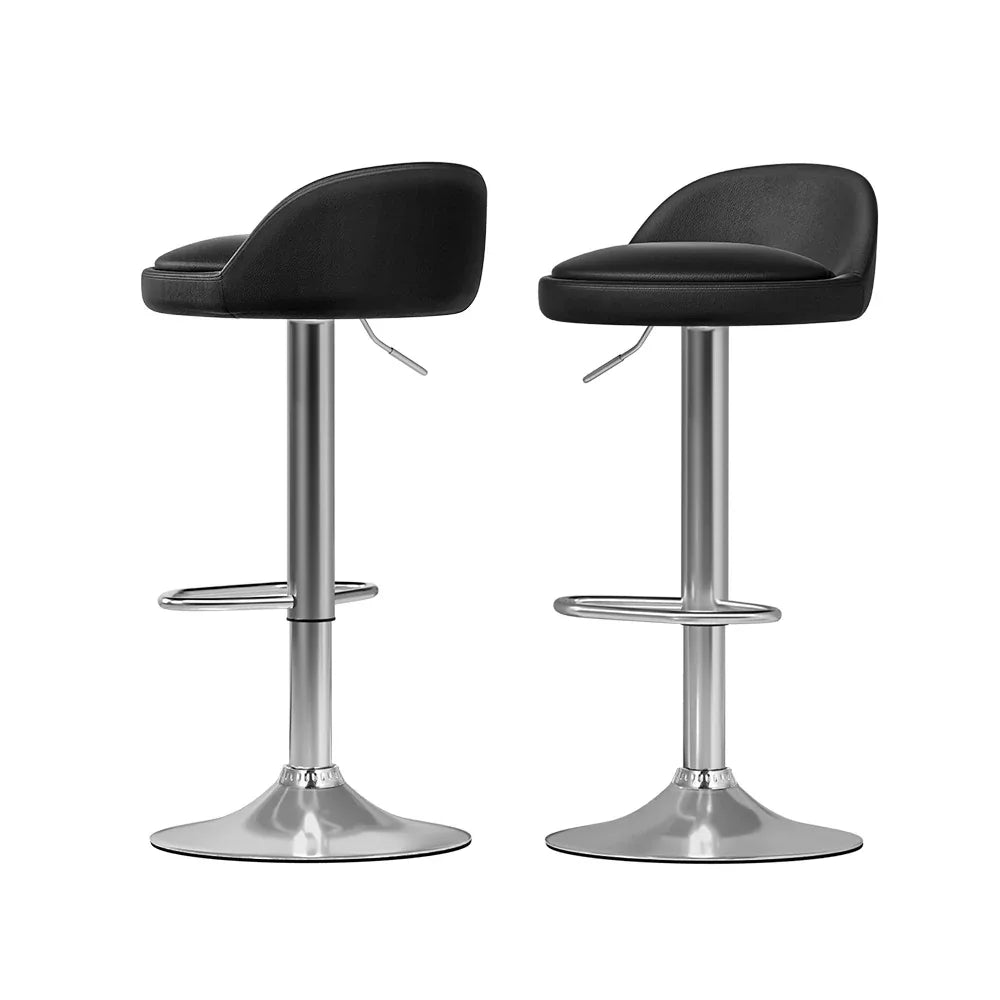 Artiss 2x Bar Stools PU Leather Gas Lift Black - Mekamart Australia