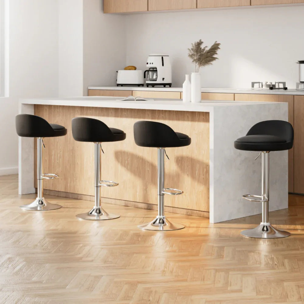 Artiss 4x Bar Stools PU Leather Gas Lift Black - Mekamart Australia