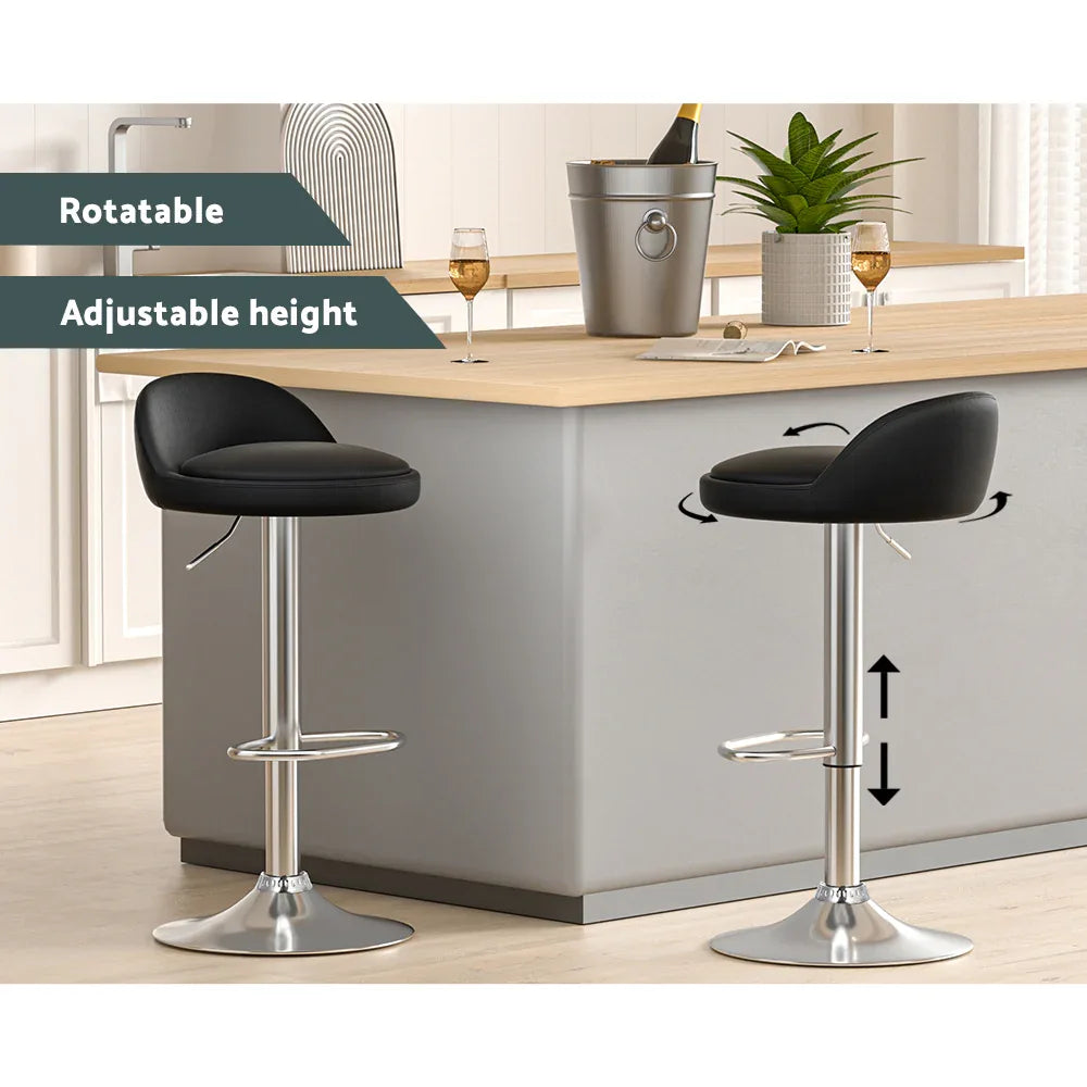 Artiss 4x Bar Stools PU Leather Gas Lift Black - Mekamart Australia