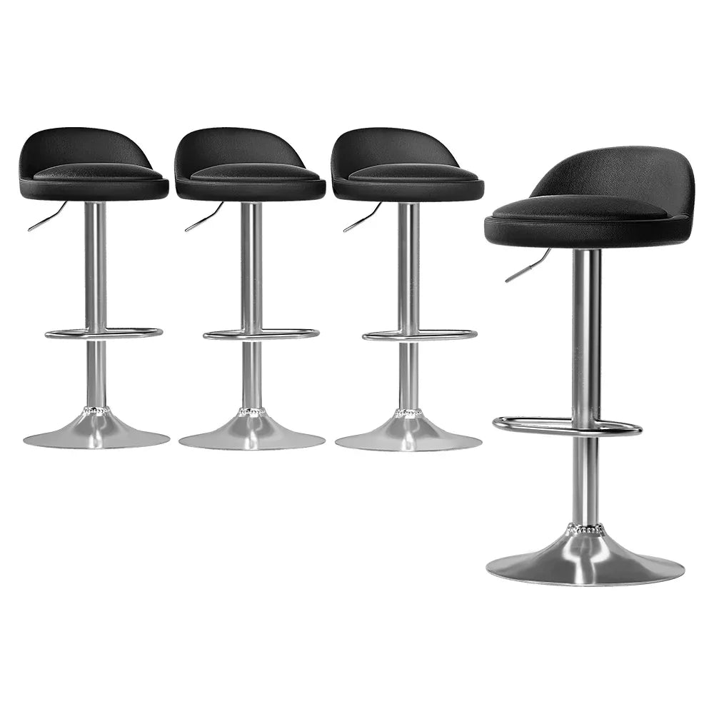Artiss 4x Bar Stools PU Leather Gas Lift Black - Mekamart Australia