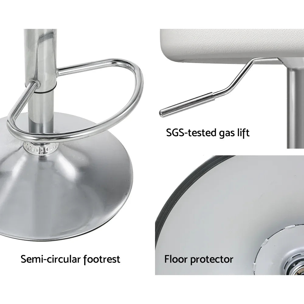 Artiss 2x Bar Stools PU Leather Gas Lift White - Mekamart Australia