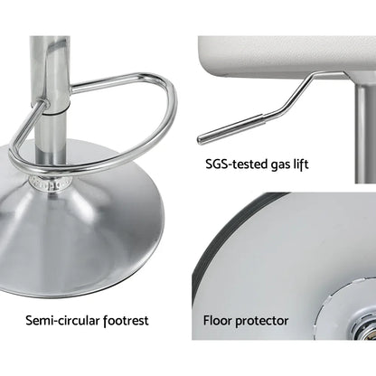 Artiss 2x Bar Stools PU Leather Gas Lift White - Mekamart Australia