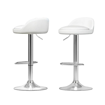 Artiss 2x Bar Stools PU Leather Gas Lift White - Mekamart Australia