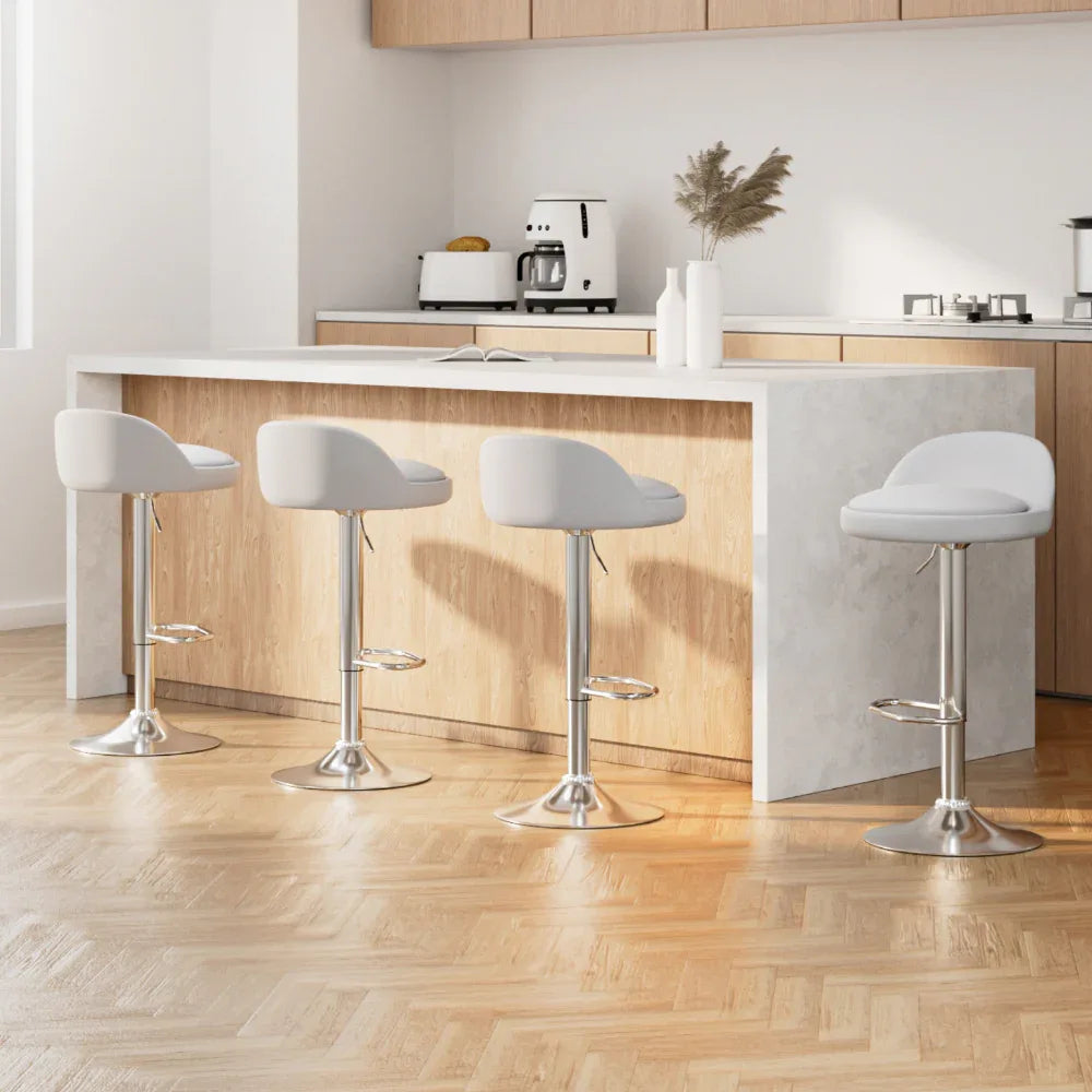 Artiss 4x Bar Stools PU Leather Gas Lift White - Mekamart Australia