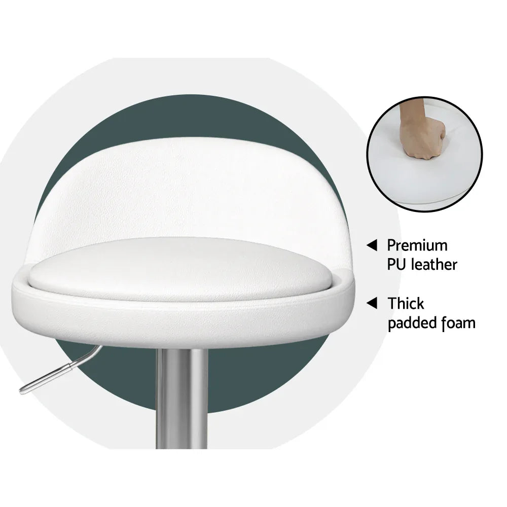 Artiss 4x Bar Stools PU Leather Gas Lift White - Mekamart Australia