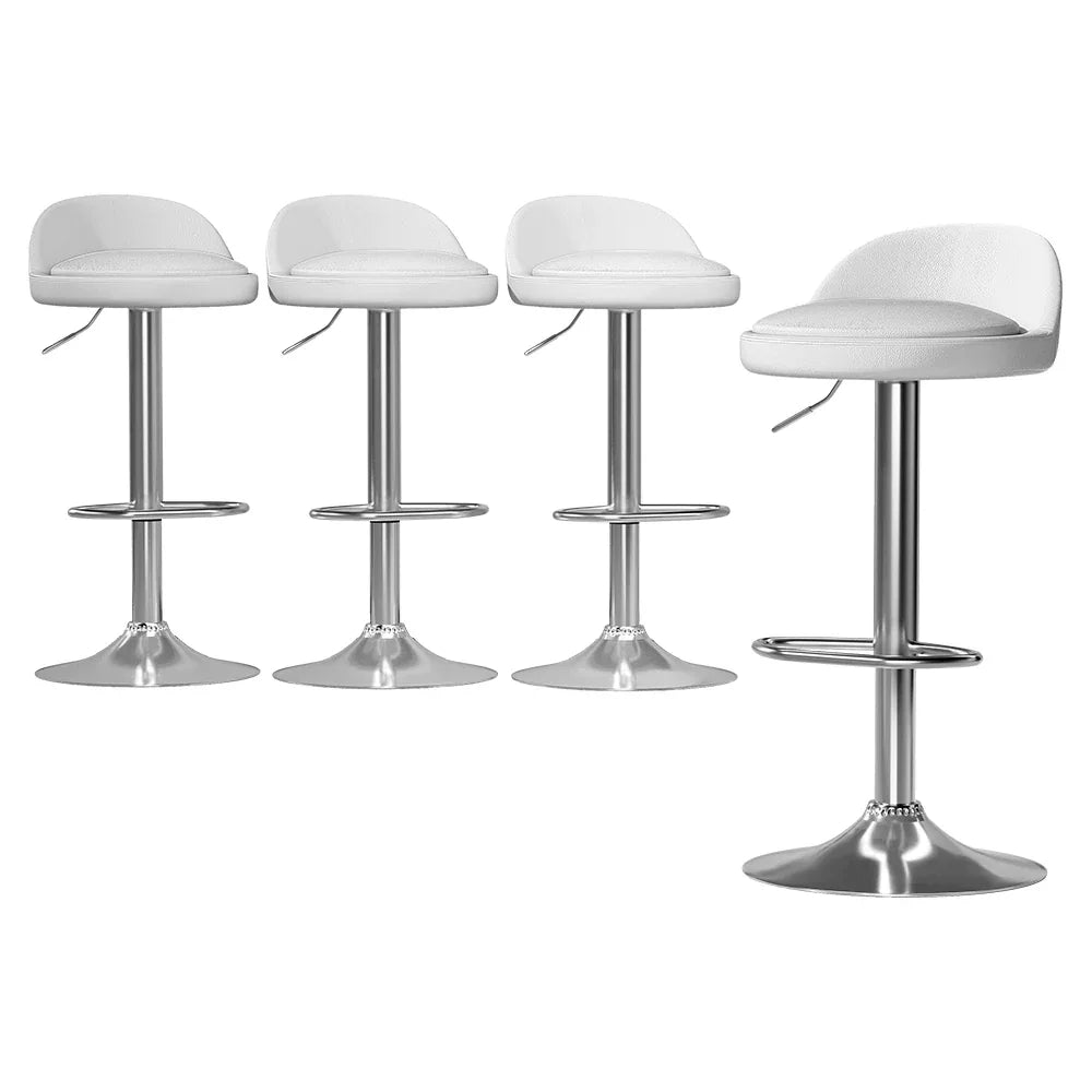Artiss 4x Bar Stools PU Leather Gas Lift White - Mekamart Australia