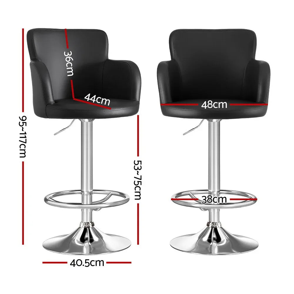Artiss 1x Leather Bar Stools Swivel Adjustable Gas Lift PU Counter Chairs Black - Mekamart Australia