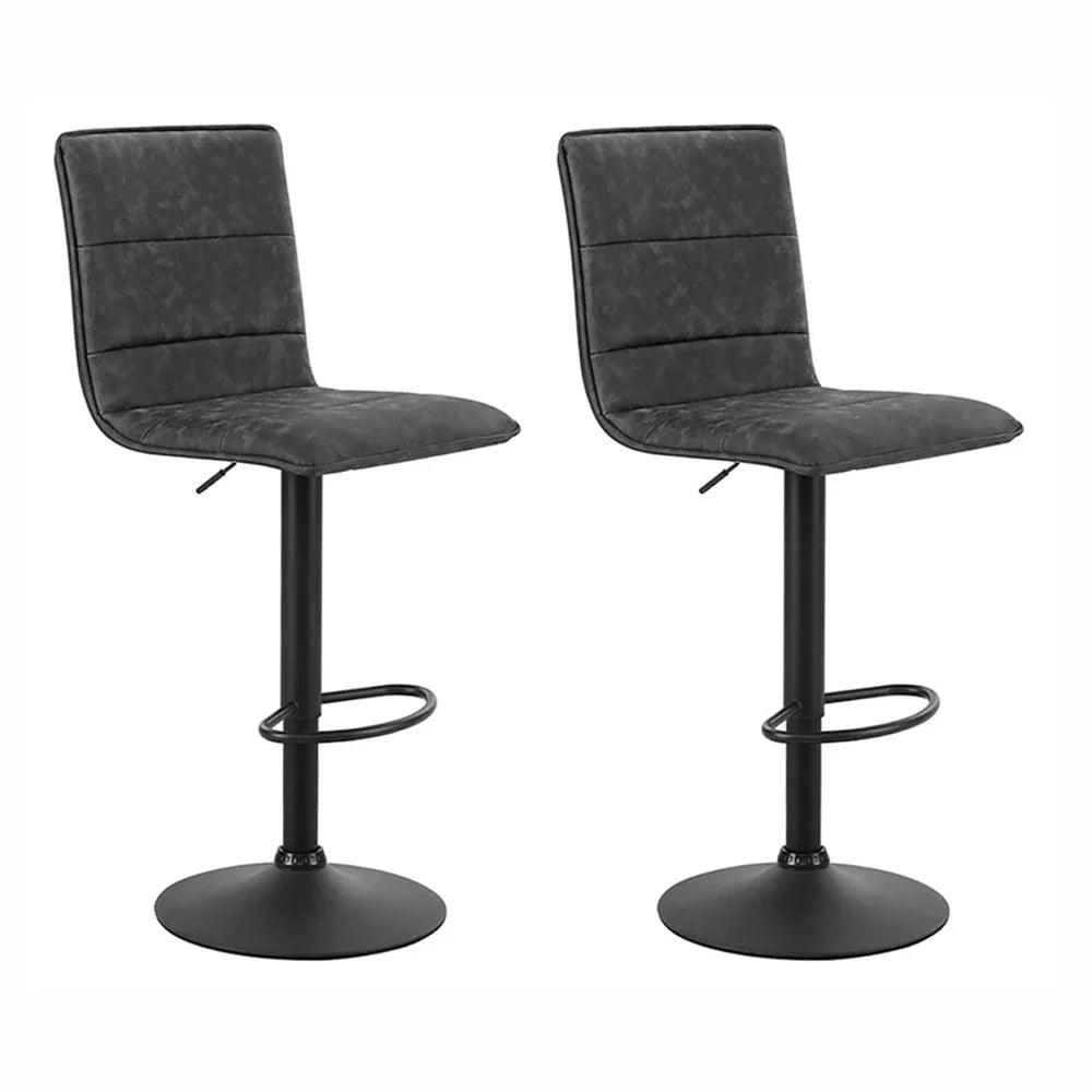 Artiss 2x Bar Stools Gas Lift Vintage Leather Grey - Mekamart Australia